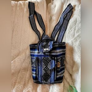 Pinzon Woven Boho Artesonias Mexico Aztec Drawstring Backpack